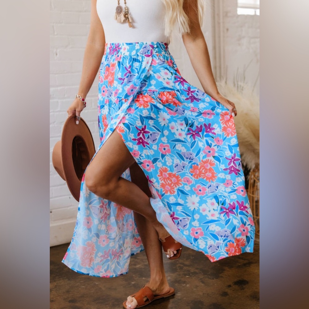 Blue Floral Maxi Skirt - BRAND NEW!